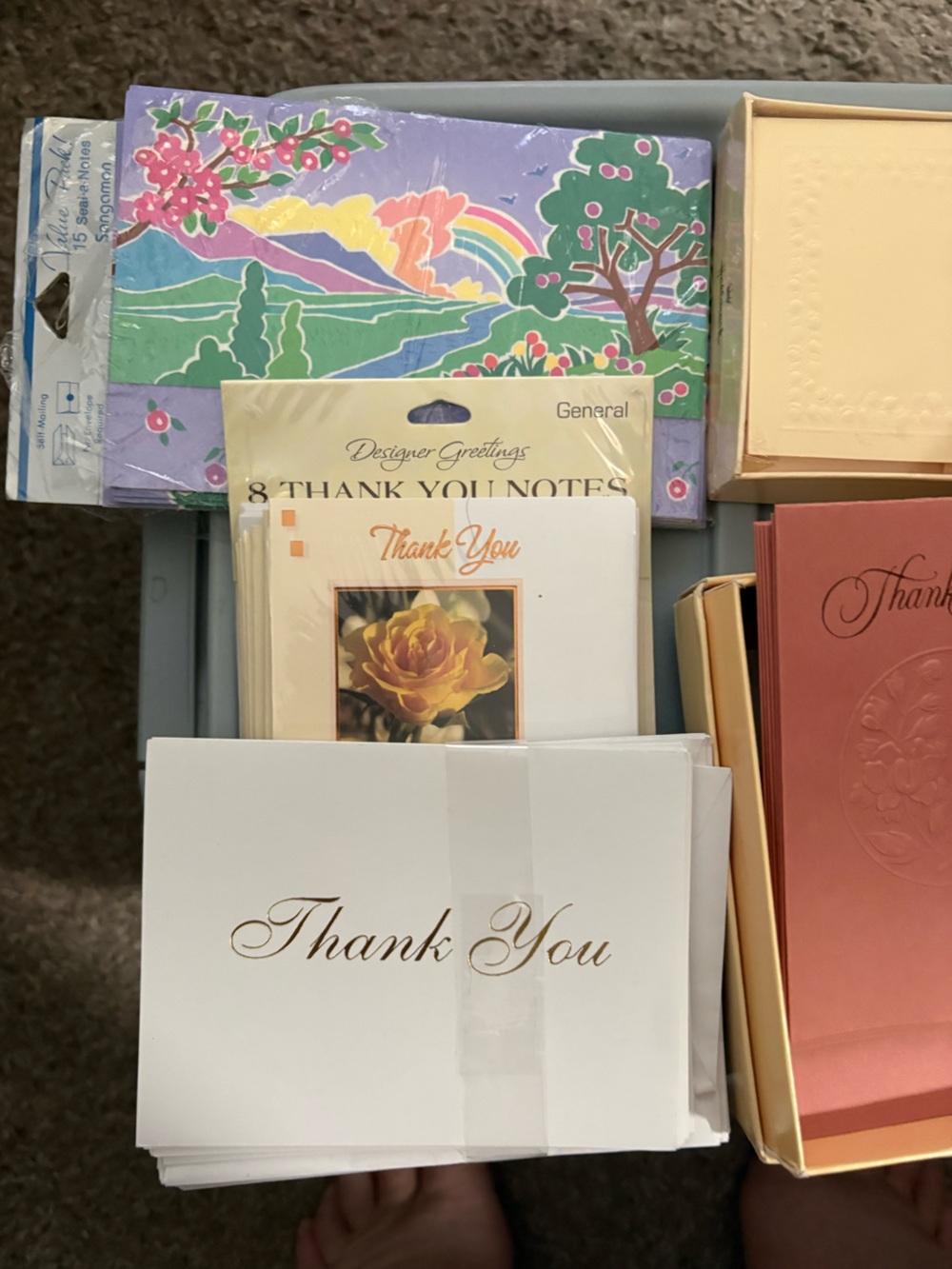 Combo of 7 different new Thank you and Blank Inside Note card sets.